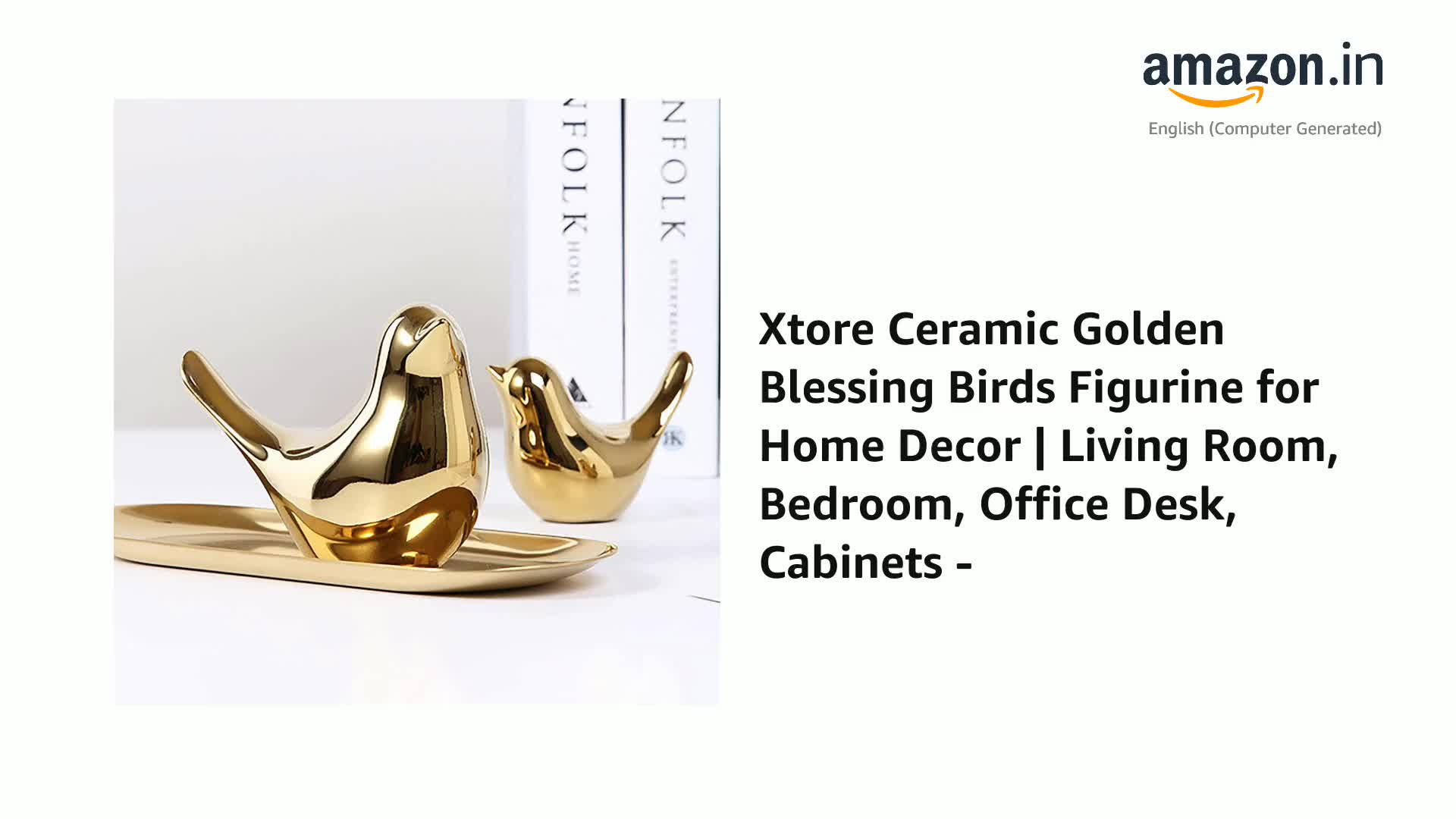 Xtore Ceramic Golden Blessing Birds Figurine